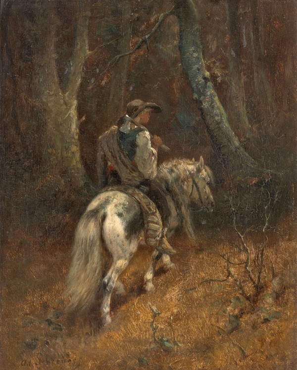 Reiter im Wald by Adolf Schreyer